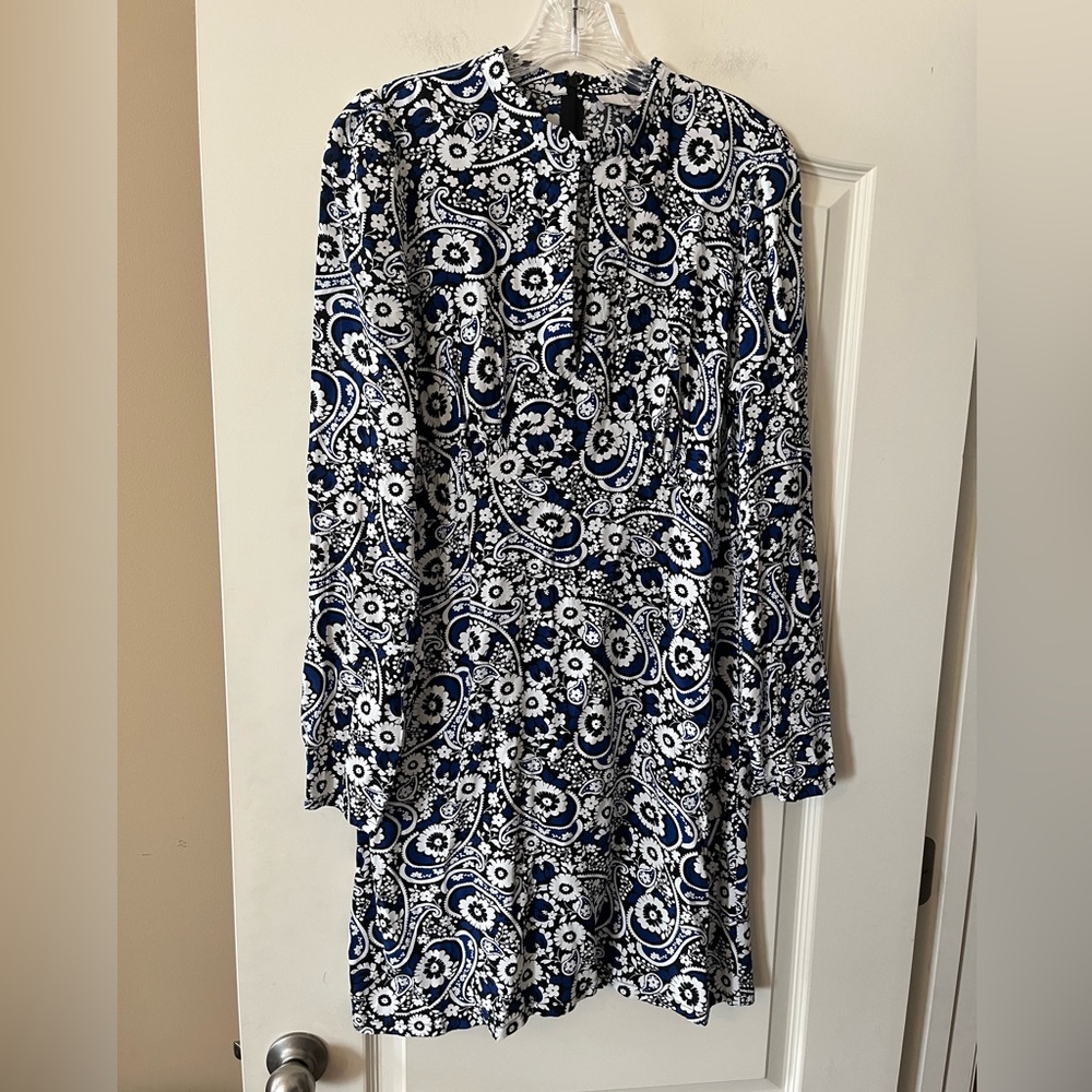 New! Loft Floral Long Sleeve Dress with Neckline Keyhole Women’s Size 8